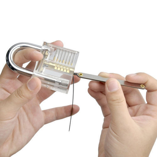 16pcs Lock Pick Locksmith Tool Practice Lock Opener, Locksmith Training Starter Set + Transparent Practice Padlock Opener Training Tool