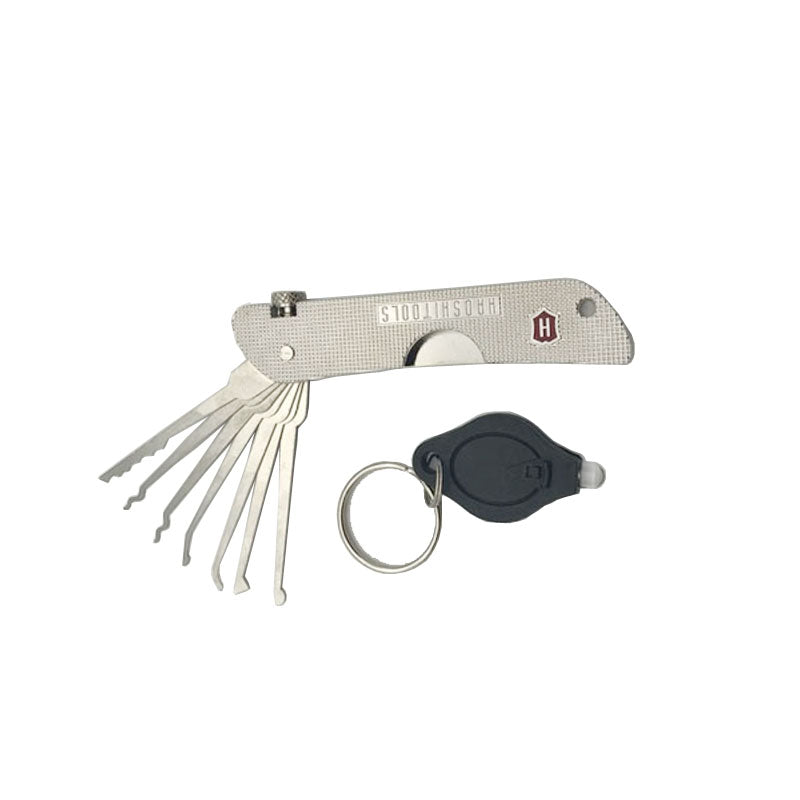 Foldable Lock Pick Tool with LED Knife type for Locksmith Door Lock Opener Locksmith Tool Lock Pick Set