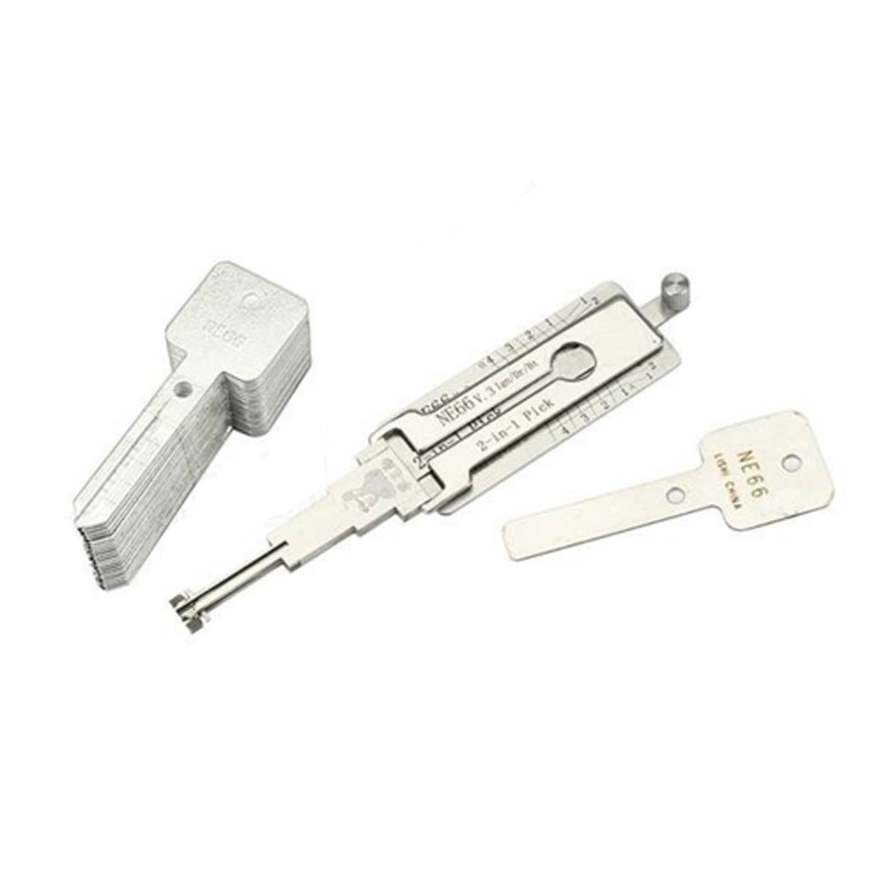NE66 Lishi 2 in 1 Auto Car Pick and Decoder Lock Pick Set for Volvo, Professional Locksmith Pick Lock Tool Plug Reader Car Hand Tools