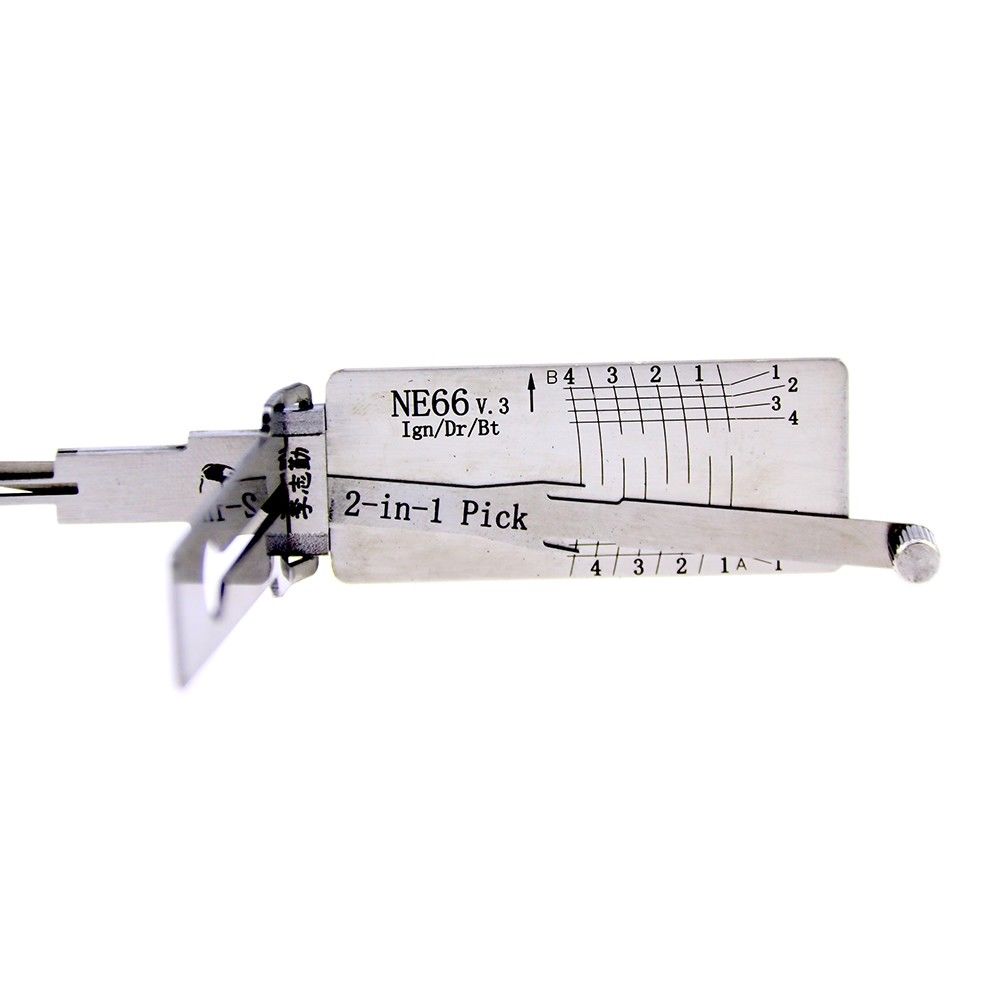 NE66 Lishi 2 in 1 Auto Car Pick and Decoder Lock Pick Set for Volvo, Professional Locksmith Pick Lock Tool Plug Reader Car Hand Tools