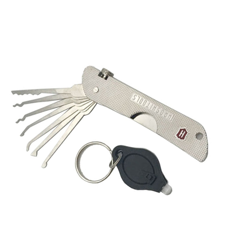 Foldable Lock Pick Tool with LED Knife type for Locksmith Door Lock Opener Locksmith Tool Lock Pick Set