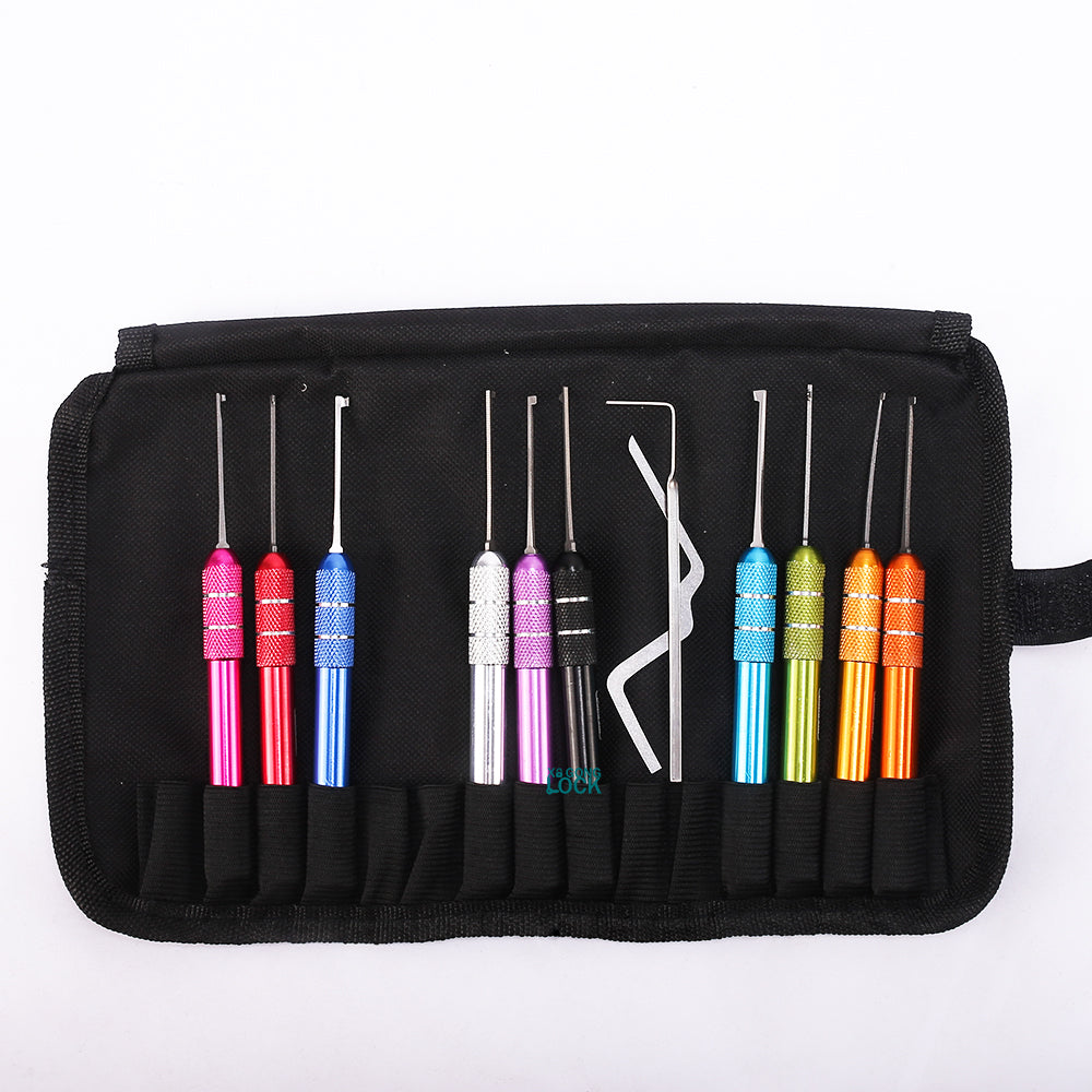 12PCS High Quality Honest Lock Smith Supplier Tools with Colorful Handle,Professional Civil Kaba PickSet Tools